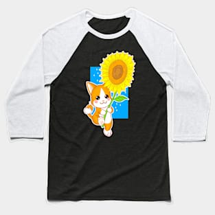 Cat Flower Baseball T-Shirt